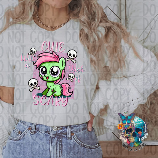 Cute with a dash of Scary Pony Horror Ready to Press Sublimation and DTF Transfer