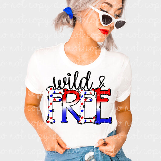 Wild and Free Patriotic Ready to Press Sublimation and DTF Transfer