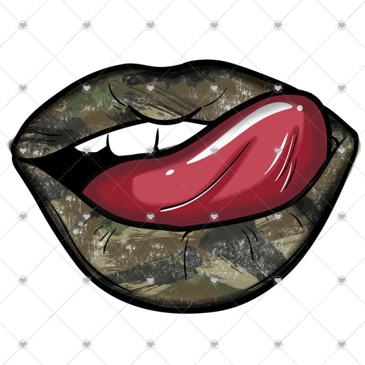 Camo Lips 2 Ready To Press Sublimation and DTF Transfer