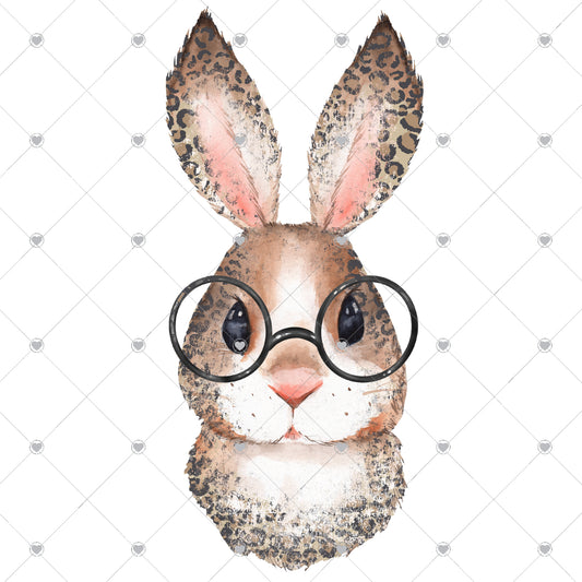 Leopard Bunny with Glasses Ready To Press Sublimation and DTF Transfer