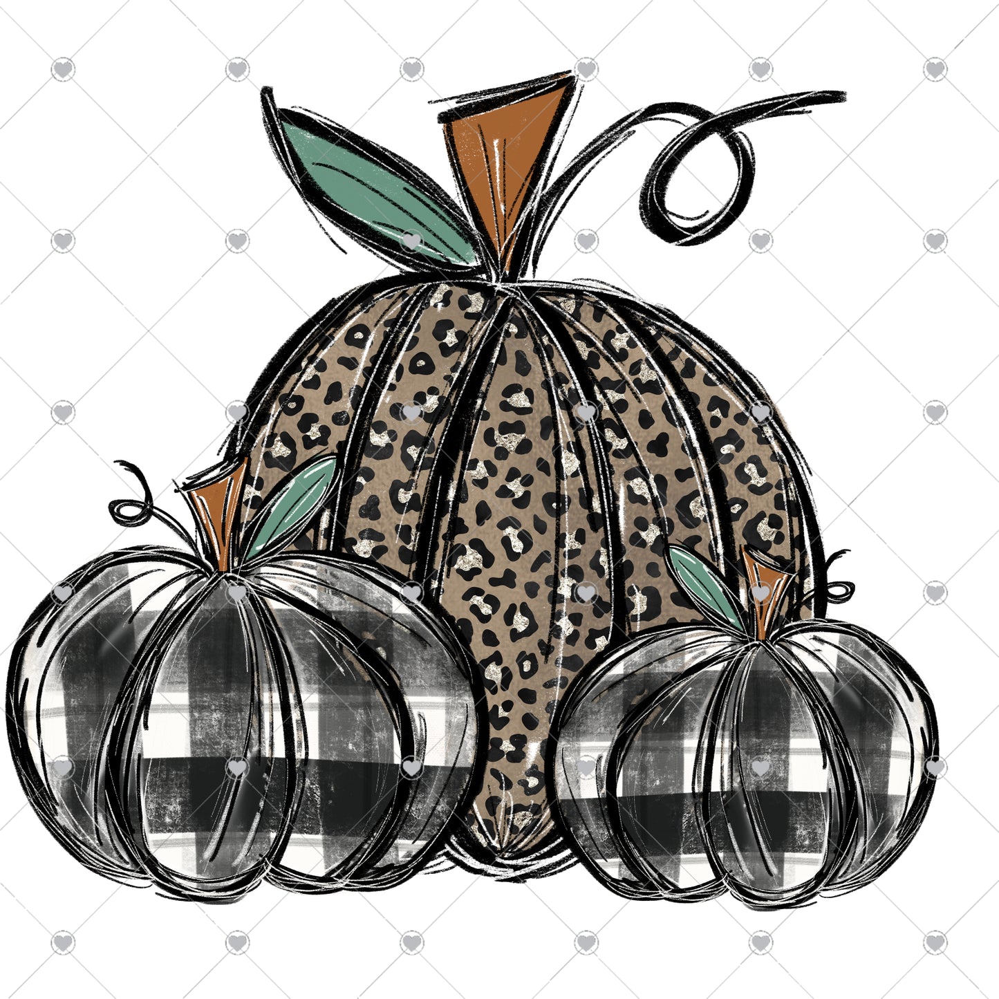 Leopard/Plaid Pumpkins Ready To Press Sublimation and DTF Transfer