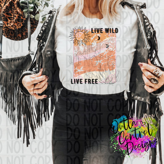 Live Wild Live Free Ready To Press Sublimation and DTF Transfer