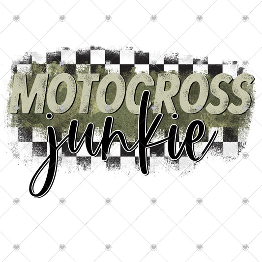 Moto Cross Junkie | Checkered Flag Ready To Press Sublimation and DTF Transfer