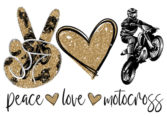 Peace Love Motocross Ready To Press Sublimation Transfer