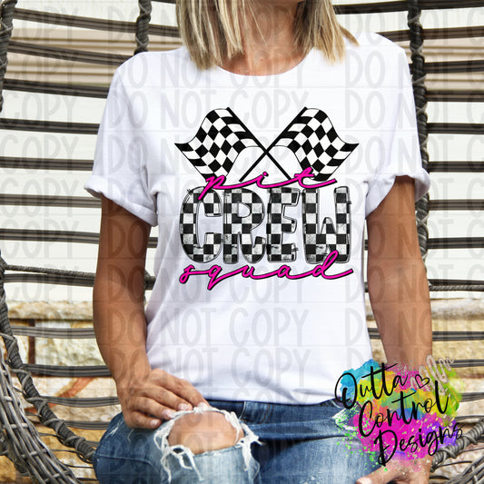 Pit Crew Squad Pink Ready To Press Sublimation and DTF Transfer