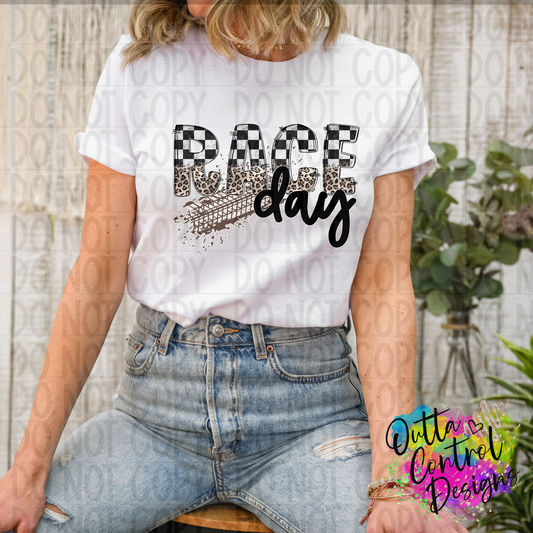 Race Day Checker Leopard Ready To Press Sublimation and DTF Transfer