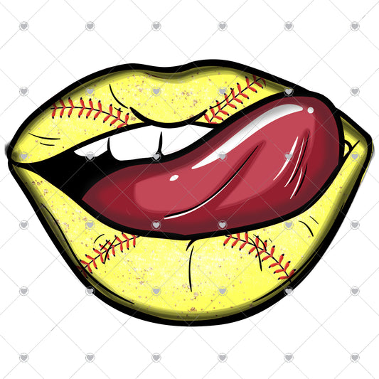 Softball Lips Ready To Press Sublimation and DTF Transfer