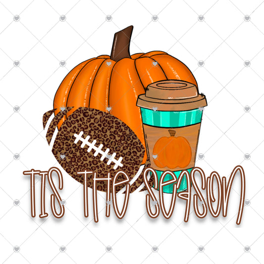 Tis The Season Football Pumpkin Ready To Press Sublimation and DTF Transfer