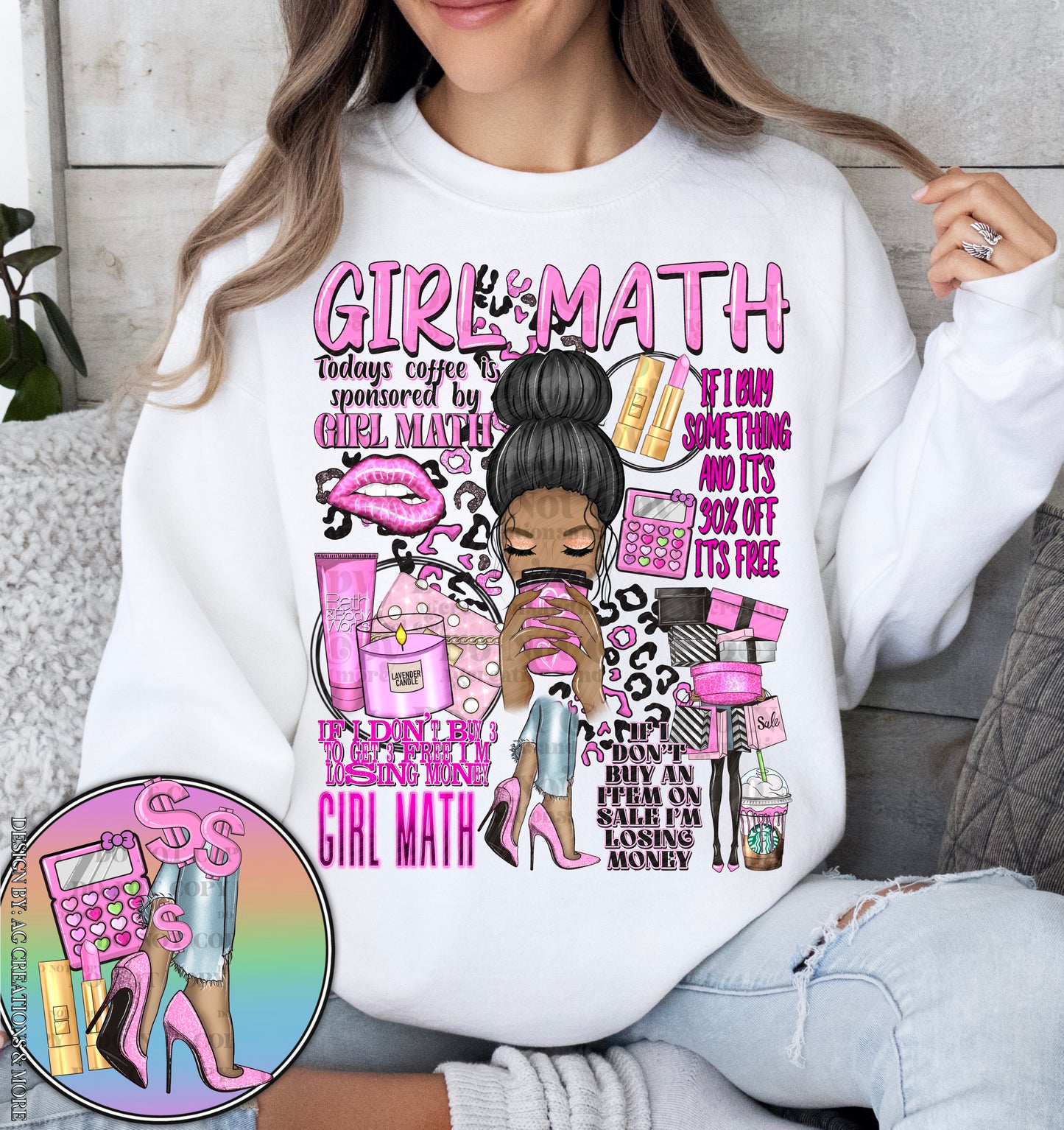 Girl Math Dark Ready to Press Sublimation and DTF Transfer