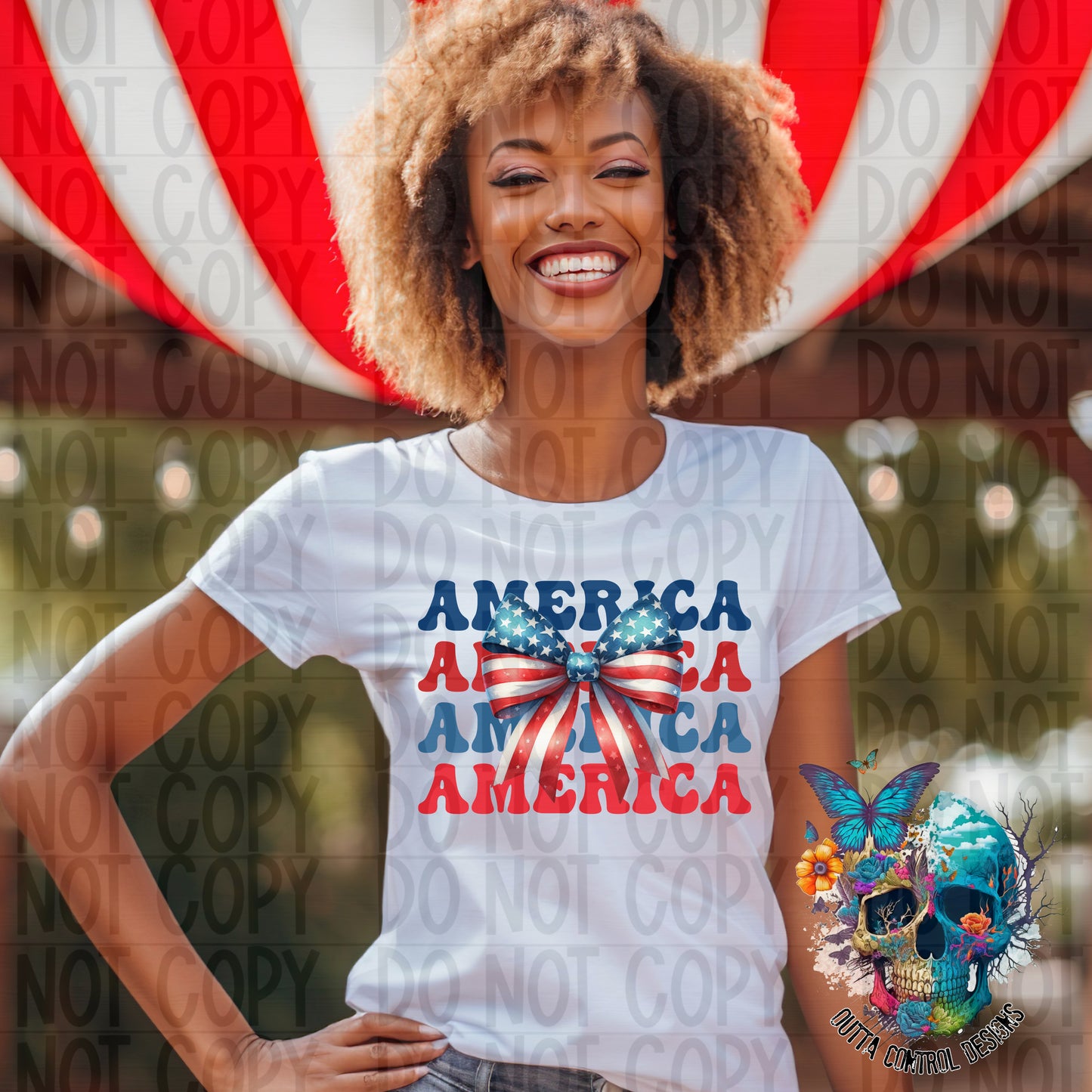 America bow Ready to Press Sublimation and DTF Transfer