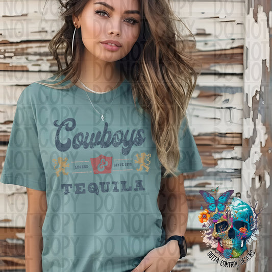 Cowboys and tequila back Ready to Press Sublimation and DTF Transfer