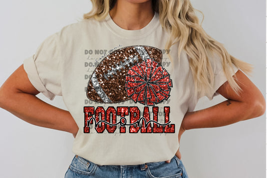 Custom Spirit Wear Football Mom Faux Sequins Shirt
