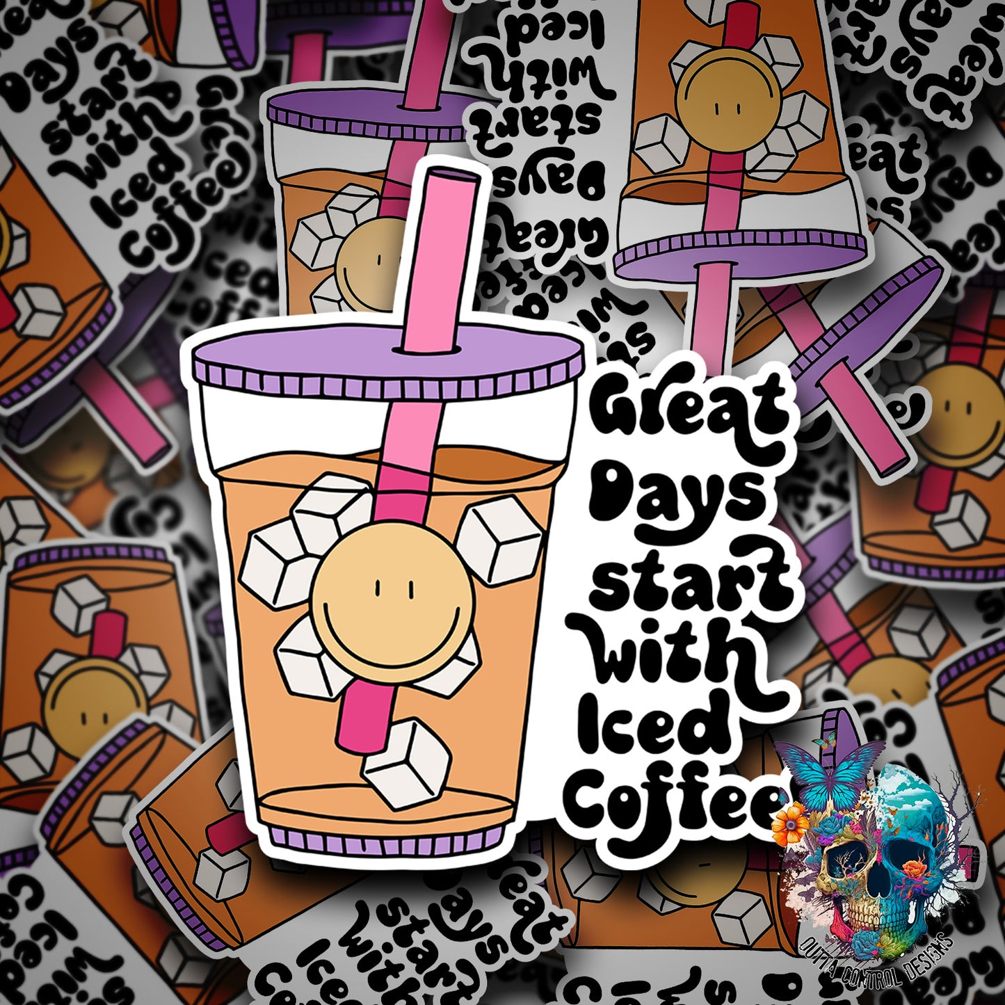A great day starts with iced coffee sticker