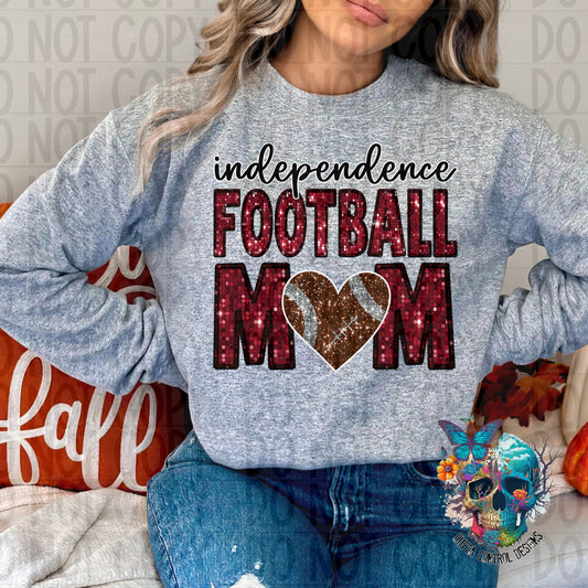 Faux Sequins Embroidery School Football Mom