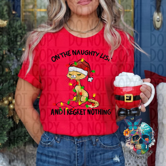 Naughty List and I have no Regrets Cat Ready to Press Sublimation and DTF Transfer