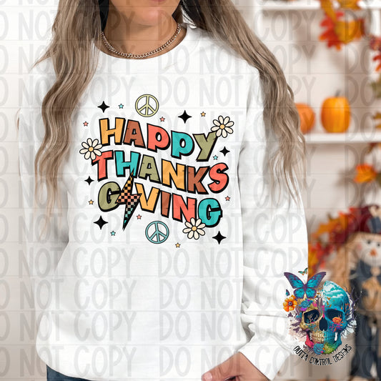 Retro Happy Thanksgiving Ready to Press Sublimation and DTF Transfer