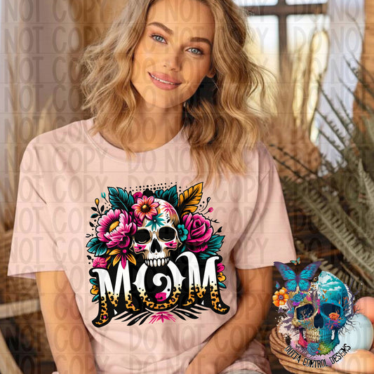 Mom floral and skull Ready to Press Sublimation and DTF Transfer