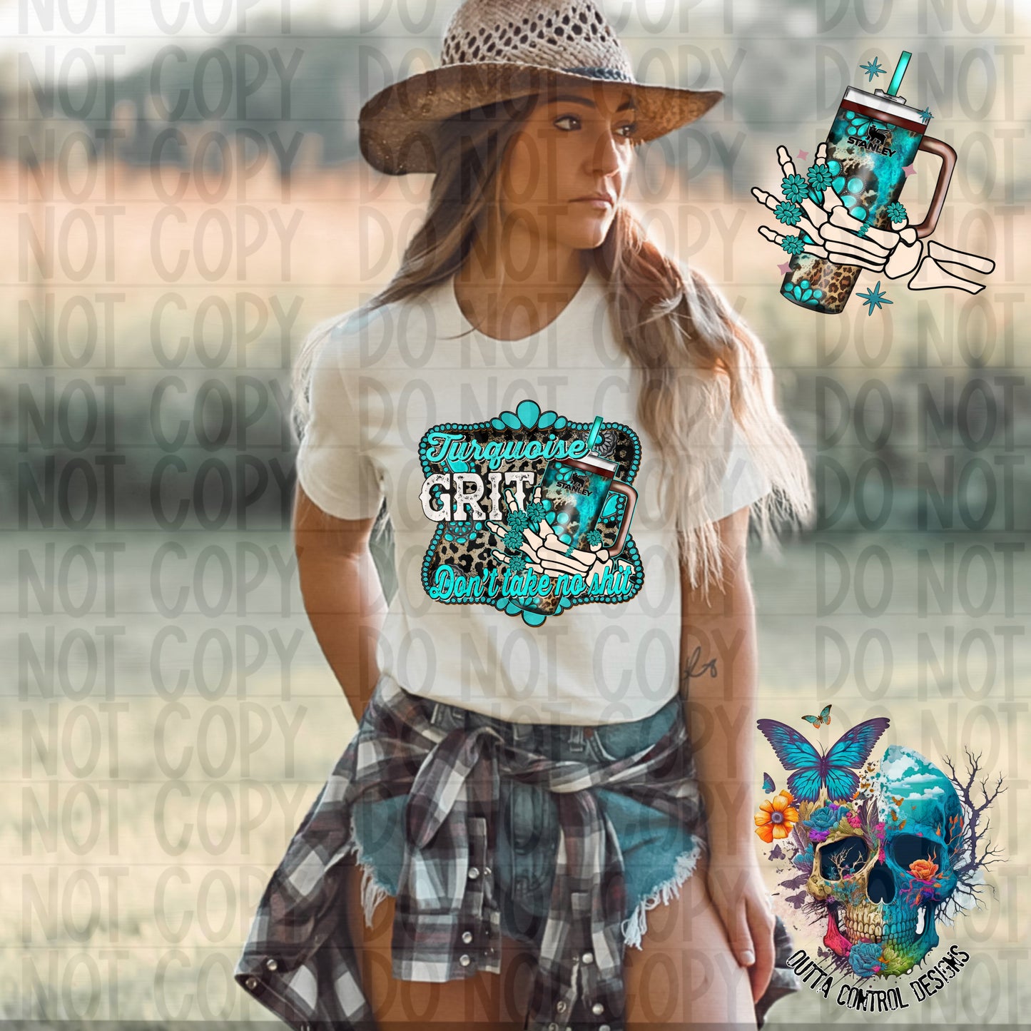 Turquoise and Grit Ready to Press Sublimation and DTF Transfer