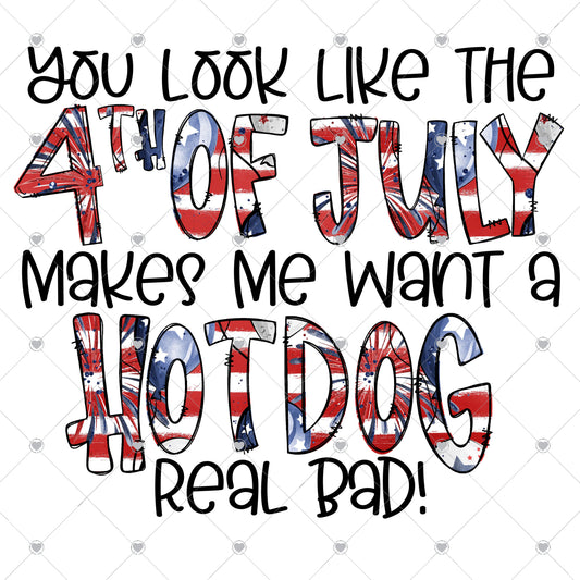 4th of July Hot Dog Ready To Press Sublimation and DTF Transfer