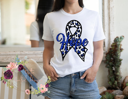 Blue Hope Awareness Ribbon Ready To Press Sublimation Transfer