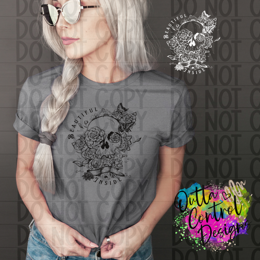 Beautiful Inside Skull Sublimation and DTF Transfer Ready To Press