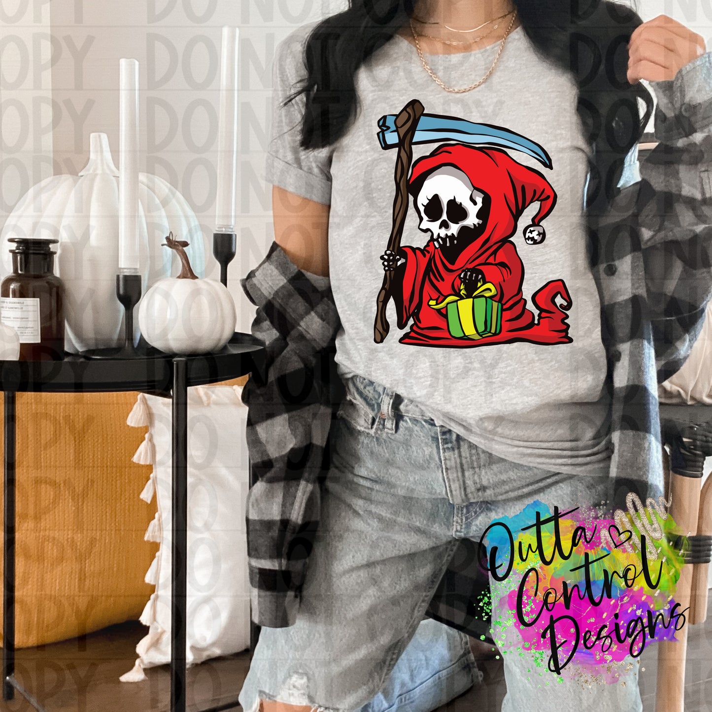 Christmas Grim Reaper Sublimation and DTF Transfer