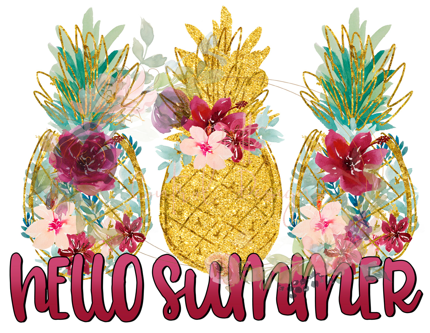 Hello Summer Pineapples Ready To Press Sublimation Transfer