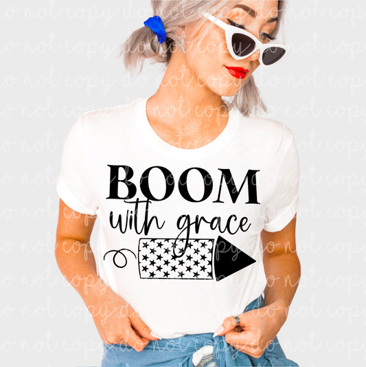 Boom with Grace Firework Ready to Press Sublimation and DTF Transfer