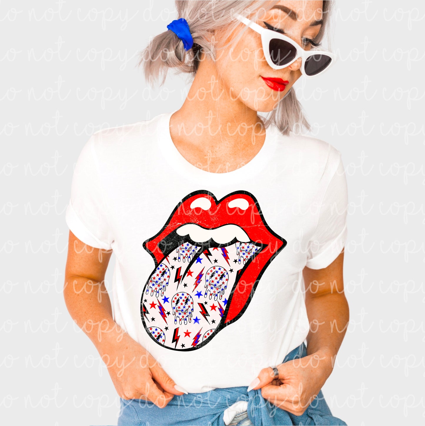 Patritoic Dripping Face Lips Ready to Press Sublimation and DTF Transfer
