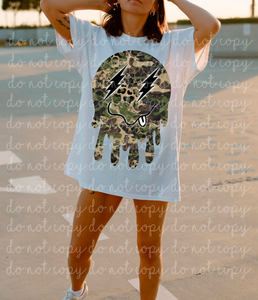 Camo Dripping Face Ready to Press Sublimation and DTF Transfer