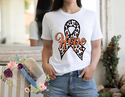 Orange Hope Awareness Ribbon Ready To Press Sublimation and DTF Transfer