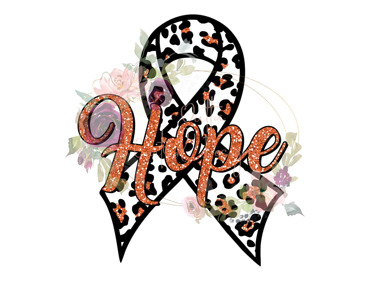 Orange Hope Awareness Ribbon Ready To Press Sublimation and DTF Transfer