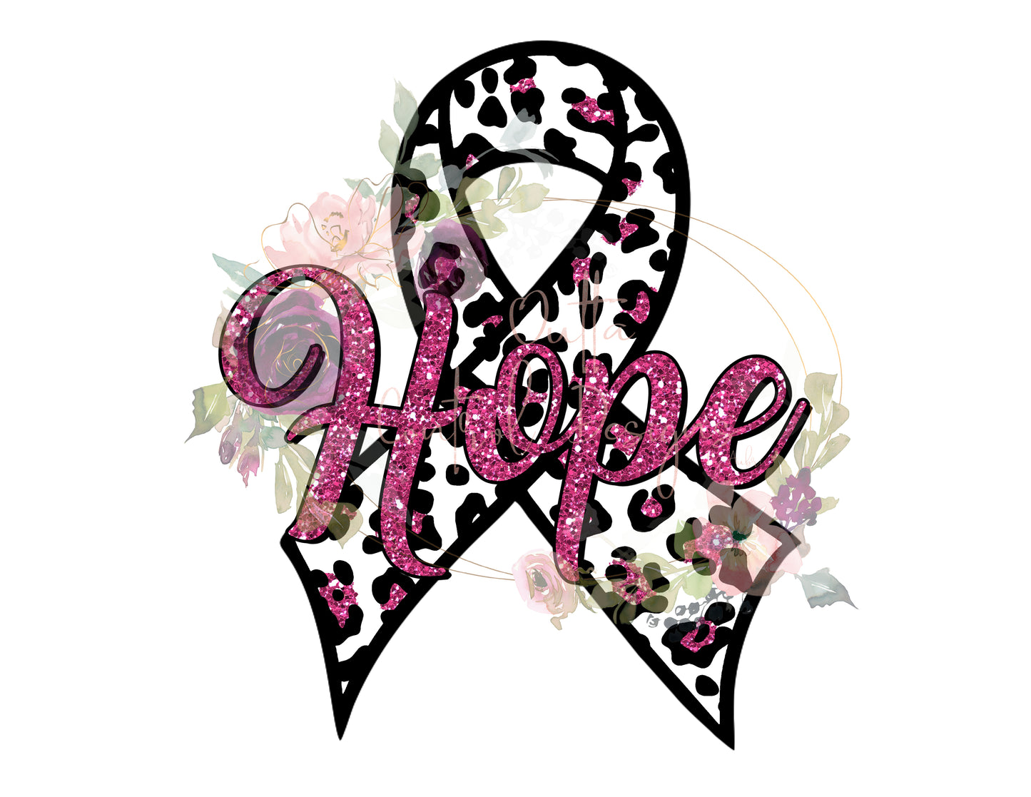 Pink Hope Awareness Ribbon Ready To Press Sublimation and DTF Transfer