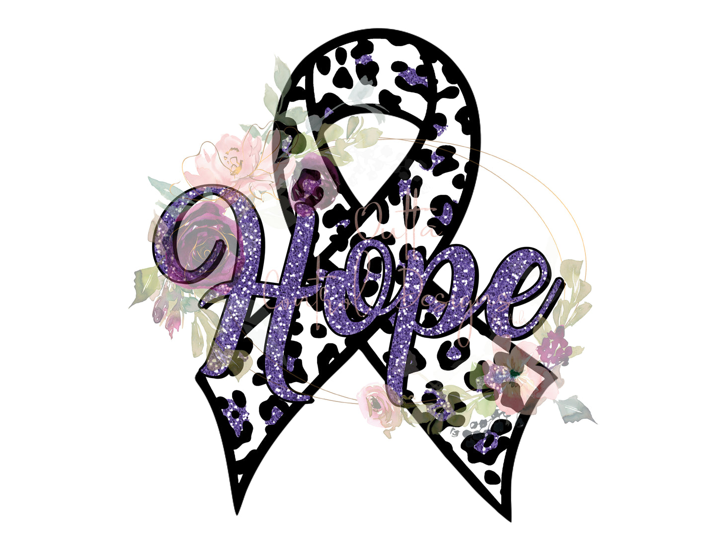 Purple Hope Awareness Ribbon Ready To Press Sublimation and DTF Transfer