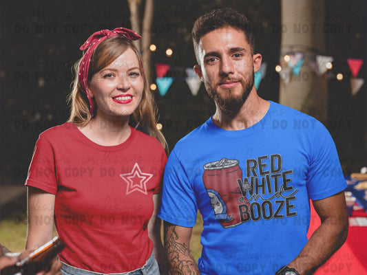 Red White Booze (Single Color) Ready to Press Sublimation and DTF Transfer