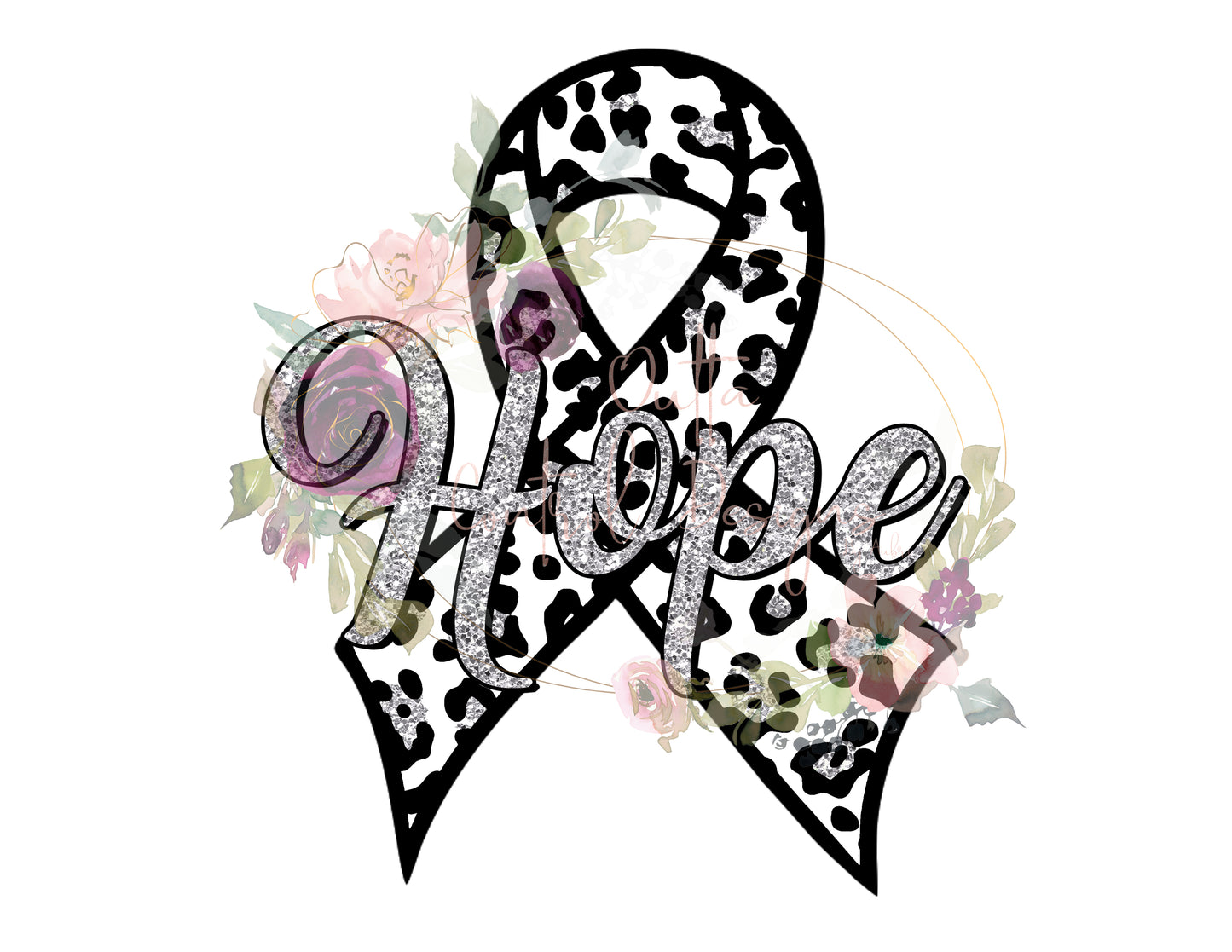 Silver Hope Awareness Ribbon Ready To Press Sublimation and DTF Transfer