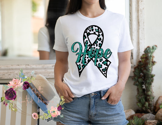 Teal Hope Awareness Ribbon Ready To Press Sublimation and DTF Transfer