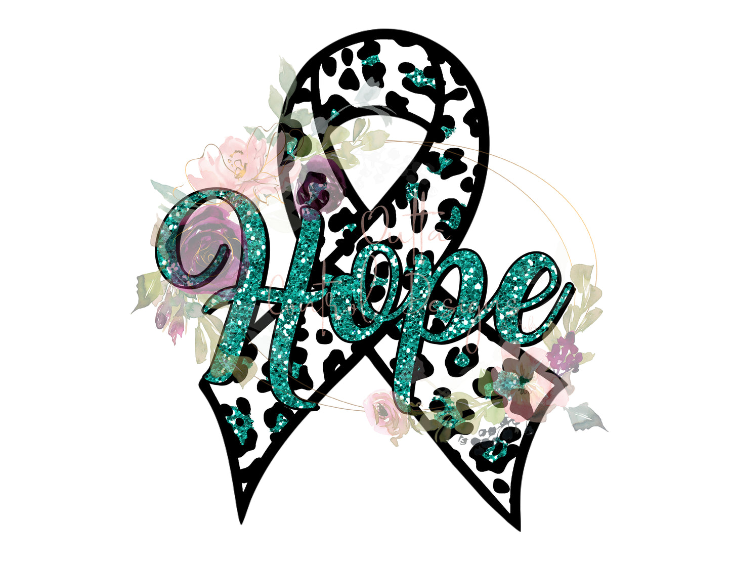 Teal Hope Awareness Ribbon Ready To Press Sublimation and DTF Transfer