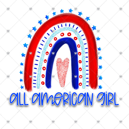 All American Girl Rainbow Ready To Press Sublimation and DTF Transfer