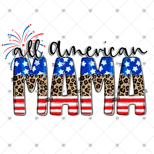 All American Mama Firework Ready To Press Sublimation and DTF Transfer
