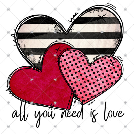 All You Need Is Love | Hearts Ready To Press Sublimation and DTF Transfer