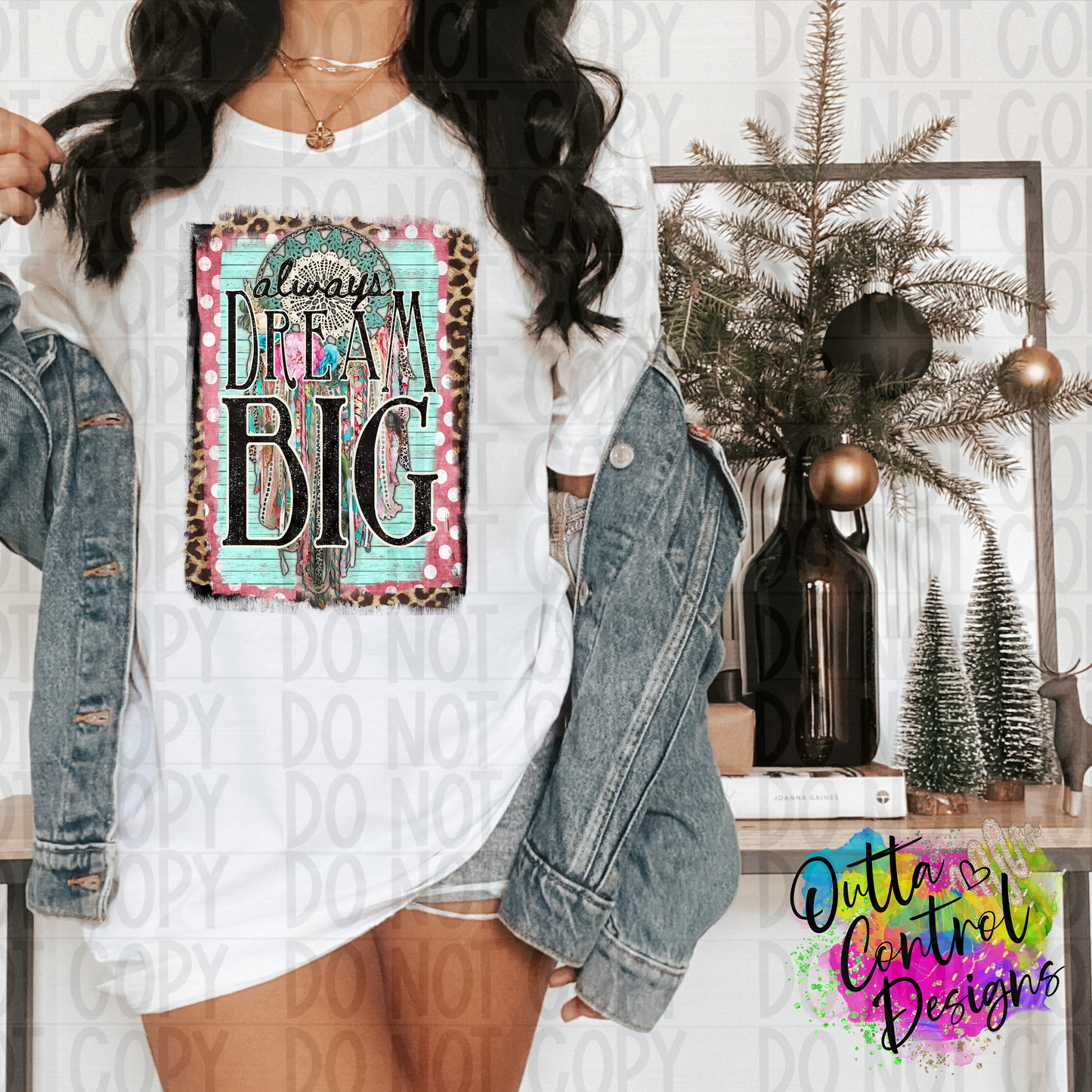 Always Dream Big | Dream Catcher Leopard Polka Dots Ready To Press Sublimation and DTF Transfer