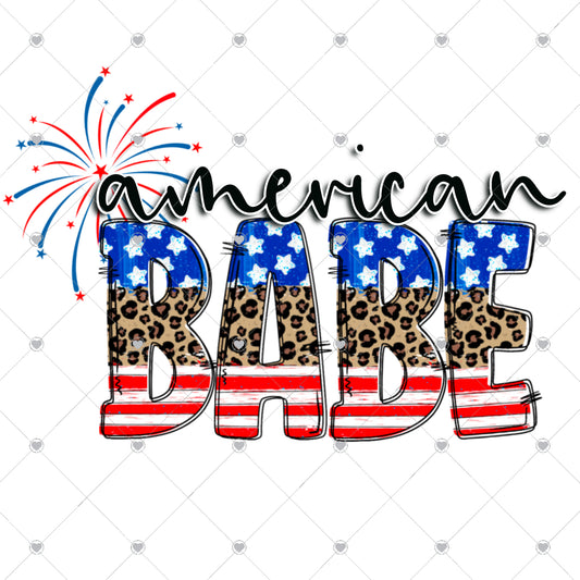 American Babe Leopard Fireworks Ready To Press Sublimation and DTF Transfer