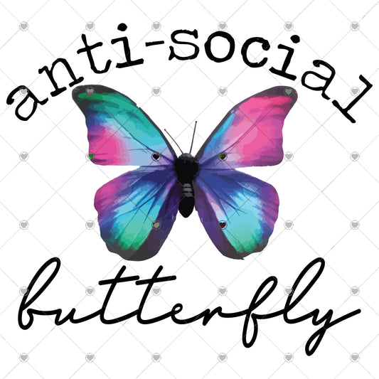 Antisocial Butterfly Ready To Press Sublimation and DTF Transfer