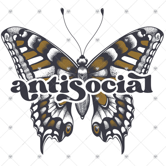 Antisocial Butterfly Ready To Press Sublimation and DTF Transfer