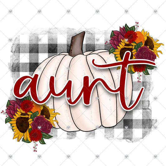 Aunt Pumpkin Plaid Ready To Press Sublimation and DTF Transfer