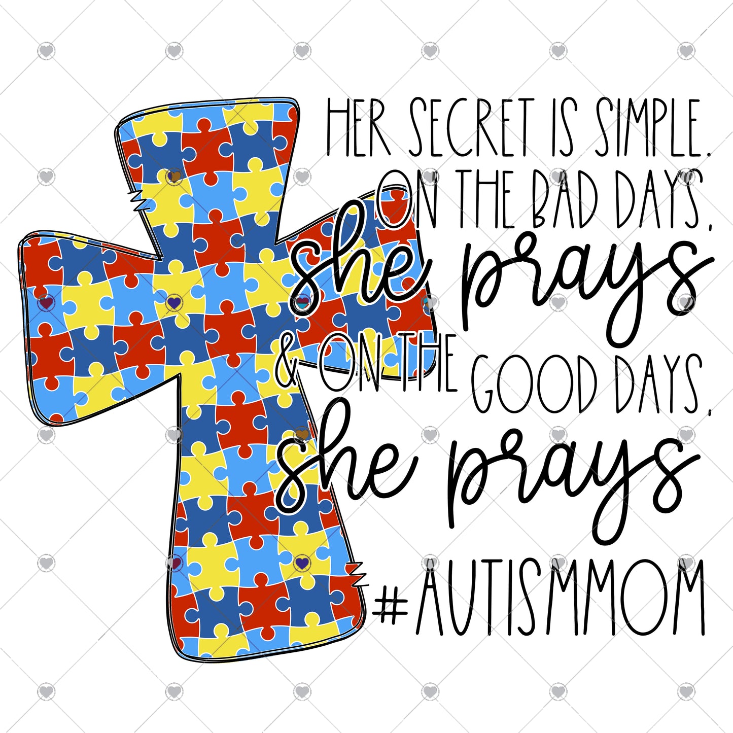 Autism Mom Cross Ready To Press Sublimation Transfer