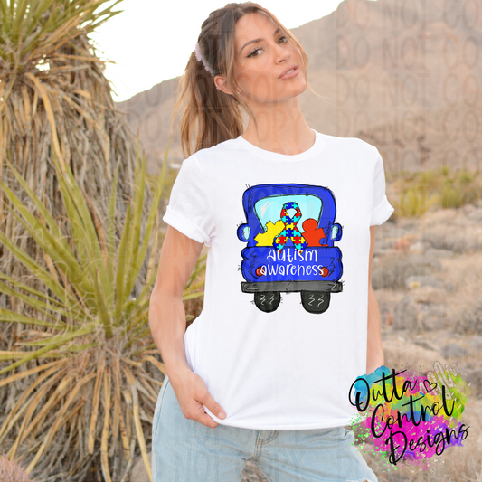 Autism Truck Doodle Ready To Press Sublimation and DTF Transfer