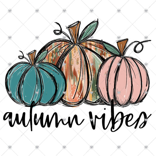 Autumn Vibes Multicolor Pumpkins Ready To Press Sublimation and DTF Transfer