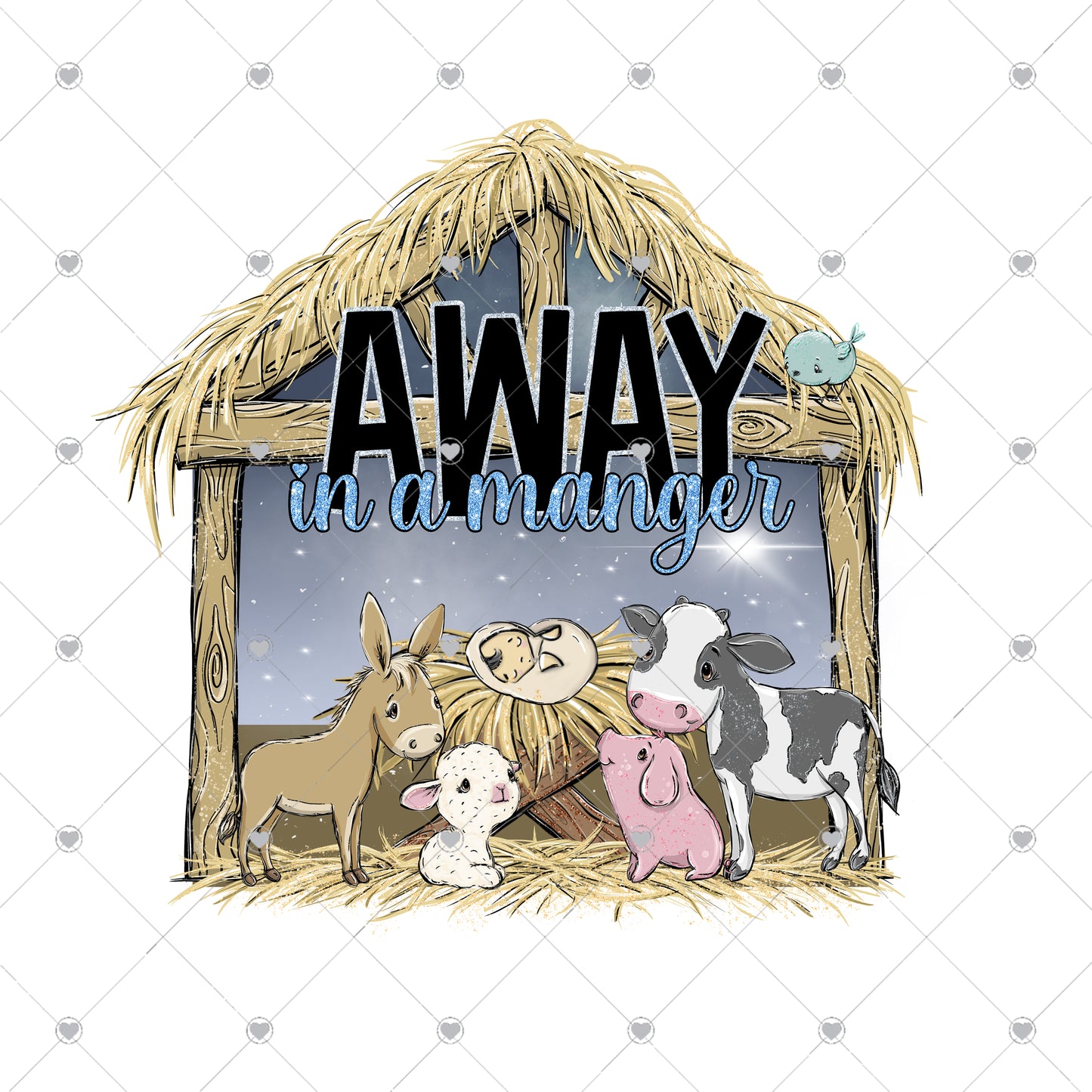Away in a manger Ready To Press Sublimation and DTF Transfer